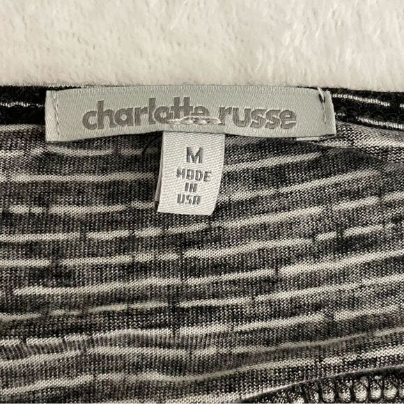 Charlotte Russe 3/4 Sleeve Horizontal Stripe Blouse Scoop Neck Black White Med - Picture 7 of 9